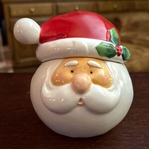 Jolly Santa Ceramic Cookie Jar 5”